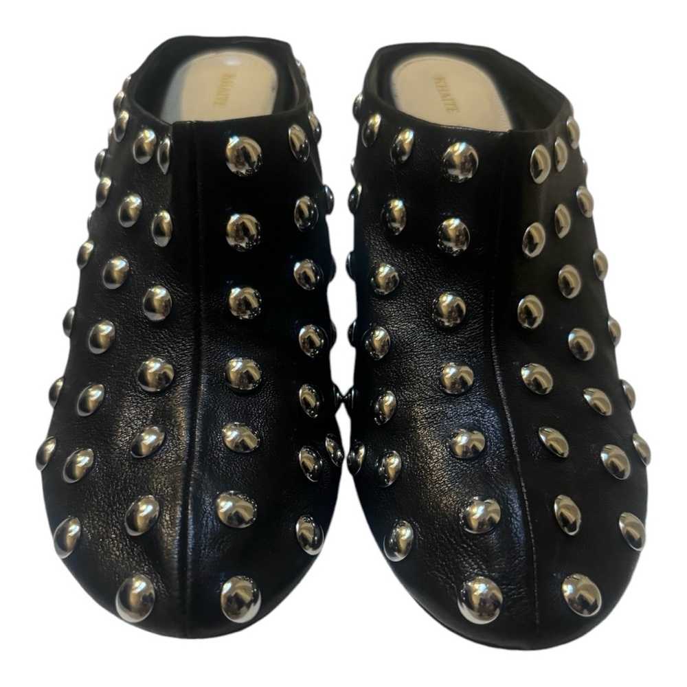 KHAITE The Apollo Studded Leather Wedge Mules - Picture 7 of 13
